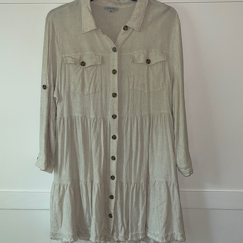 Like New White Birch Button Down Dress